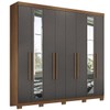 Guarda-Roupa Casal Master New 8 Portas 4 Gavetas com Espelho Jatoba/Grafite - Santos Andirá