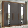 Guarda-Roupa Casal Master New 8 Portas 4 Gavetas com Espelho Jatoba/Grafite - Santos Andirá