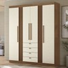 Guarda-Roupa Casal Aurora 4 Portas 4 Gavetas Ripado Jatoba/Areia 16474 - Santos Andirá