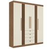 Guarda-Roupa Casal Aurora 4 Portas 4 Gavetas Ripado Jatoba/Areia 16474 - Santos Andirá