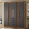 Guarda-Roupa Casal Aurora 4 Portas 4 Gavetas Ripado Jatoba/Grafite 16474 - Santos Andirá