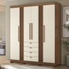 Guarda-Roupa Casal Aurora 4 Portas 4 Gavetas Ripado Jatoba/Areia - Santos Andirá
