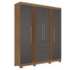 Guarda-Roupa Casal Aurora 4 Portas 4 Gavetas Ripado Jatoba/Grafite - Santos Andirá