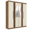 Guarda-Roupa Casal Aurora 4 Portas 4 Gavetas com Espelho Ripado Jatoba/Areia 16474 - Santos Andirá