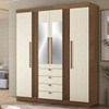 Guarda-Roupa Casal Aurora 4 Portas 4 Gavetas com Espelho Ripado Jatoba/Areia 16474 - Santos Andirá