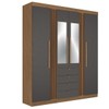 Guarda-Roupa Casal Aurora 4 Portas 4 Gavetas com Espelho Ripado Jatoba/Grafite 16474 - Santos Andirá
