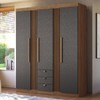 Guarda-Roupa Casal 3 Portas 3 Gavetas Ripado Jatoba/Grafite 16384 - Santos Andirá