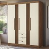 Guarda-Roupa Casal Aurora 3 Portas 3 Gavetas Ripado Jatoba/Areia - Santos Andirá