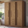 Guarda-Roupa Casal Aurora 3 Portas 3 Gavetas Ripado Jatoba - Santos Andirá