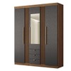 Guarda-Roupa Casal Auroroa 3 Portas 3 Gavetas com Espelho Ripado Jatoba/Grafite 16384 - Santos Andirá