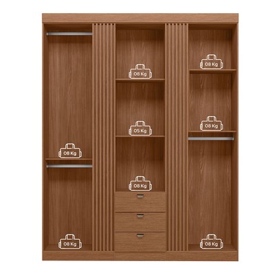 Guarda-Roupa Casal Auroroa 3 Portas 3 Gavetas com Espelho Ripado Jatoba 16384 - Santos Andirá