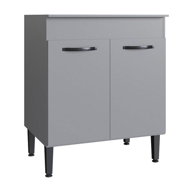 Balcão de Cozinha Light 2 Portas 1 Prateleira Cinza - Irm Móveis