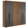 Guarda-Roupa Casal Buriti 6 Portas 4 Gavetas Ripado Jatoba/Grafite 16234 - Santos Andirá