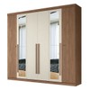 Guarda-Roupa Casal Buriti 6 Portas 4 Gavetas com Espelho Ripado Flex 16234 Jatobá/Areia - Santos Andirá