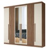 Guarda-Roupa Casal Buriti 6 Portas 4 Gavetas com Espelho Ripado Flex 16234 Jatobá/Areia - Santos Andirá
