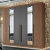 Guarda-Roupa Casal Buriti 6 Portas 4 Gavetas com Espelho Ripado Flex 16234 Jatobá/Grafite - Santos Andirá
