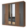 Guarda-Roupa Casal Buriti 6 Portas 4 Gavetas com Espelho Ripado Flex 16234 Jatobá/Grafite - Santos Andirá