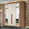 Guarda-Roupa Casal Buriti 6 Portas 4 Gavetas com Espelho Ripado Flex Jatoba/Areia - Santos Andirá