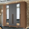 Guarda-Roupa Casal Buriti 6 Portas 4 Gavetas com Espelho Ripado Flex Jatoba/Grafite - Santos Andirá