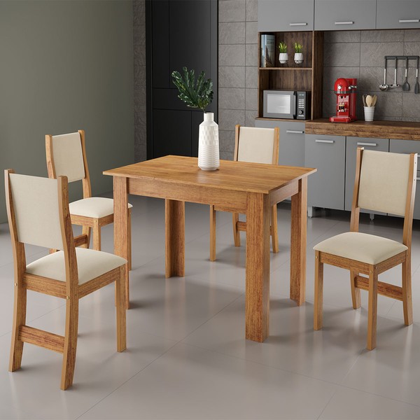 Mesa de Jantar 4 Lugares Neide Mel/Nude - Pnr Móveis