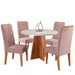 Mesa de Jantar 4 Lugares Laila Mel/Blonde/Veludo Rosa - Pnr Móveis