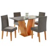 Mesa de Jantar 4 Lugares Lidia Vênus Mel/Cinza Brilho/Veludo Grafite - Pnr Móveis