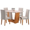 Mesa de Jantar 4 Lugares Grazi Mel/Blonde/Veludo Marfim - Pnr Móveis