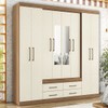 Guarda-Roupa Casal Nápoles 8 Portas 4 Gavetas com Espelho Jatoba/Areia 15854 - Santos Andirá