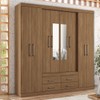 Guarda-Roupa Casal Nápoles 8 Portas 4 Gavetas com Espelho Jatoba 15854 - Santos Andirá