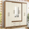 Guarda-Roupa Casal Nápoles 8 Portas 4 Gavetas com Espelho Jatoba/Areia - Santos Andirá