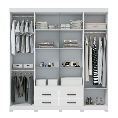 Guarda-Roupa Casal Nápoles 8 Portas 4 Gavetas com Espelho Branco - Santos Andirá