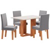 Mesa de Jantar 4 Lugares Morgana Mel/Blonde/Veludo Cinza 26282 - Pnr Móveis