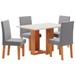 Mesa de Jantar 4 Lugares Morgana Mel/Blonde/Veludo Cinza 26282 - Pnr Móveis