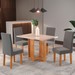 Mesa de Jantar 4 Lugares Morgana Mel/Blonde/Veludo Cinza 26282 - Pnr Móveis