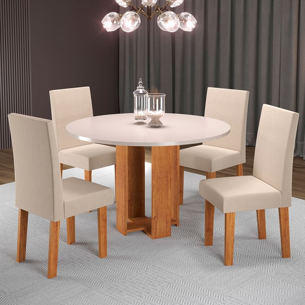 Mesa de Jantar 4 Lugares Rayane Mel/Blonde/Nude 27067 - Pnr Móveis