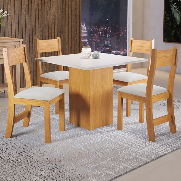 Mesa de Jantar 4 Lugares Ariane Mel/Blonde/Nude - Pnr Móveis