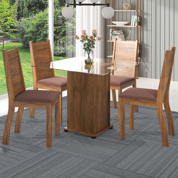 Mesa de Jantar 4 Lugares Suely Seda/Fume - Pnr Móveis