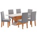 Mesa de Jantar 6 Lugares Andreia Mel/Blonde/Veludo Cinza - Pnr Móveis