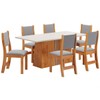 Mesa de Jantar 6 Lugares Vanessa Mel/Blonde/Veludo Cinza - Pnr Móveis