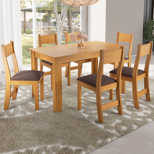 Mesa de Jantar 6 Lugares Ariane Mel/Fume - Pnr Móveis