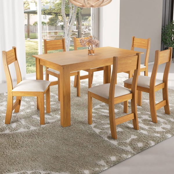 Mesa de Jantar 6 Lugares Ariane Mel/Nude - Pnr Móveis