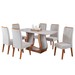 Mesa de Jantar 6 Lugares Cassia Imbuia/Blonde/Veludo Marfim - Pnr Móveis