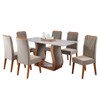 Mesa de Jantar 6 Lugares Cassia Imbuia/Blonde/Veludo Perola - Pnr Móveis