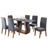 Mesa de Jantar 6 Lugares Cassia Imbuia/Cinza/Veludo Grafite - Pnr Móveis