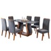 Mesa de Jantar 6 Lugares Cassia Imbuia/Cinza/Veludo Grafite - Pnr Móveis