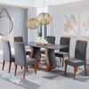 Mesa de Jantar 6 Lugares Cassia Imbuia/Cinza/Veludo Grafite - Pnr Móveis