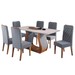 Mesa de Jantar 6 Lugares Evellyn Imbuia/Blonde/Veludo Cinza - Pnr Móveis