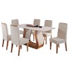 Mesa de Jantar 6 Lugares Evellyn Imbuia/Blonde/Veludo Pastel - Pnr Móveis