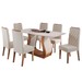 Mesa de Jantar 6 Lugares Evellyn Imbuia/Blonde/Veludo Pastel - Pnr Móveis