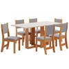 Mesa de Jantar 6 Lugares Erika Mel/Blonde/Veludo Cinza - Pnr Móveis